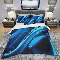 Designart 'Liquid Blue Abstract' Modern & Contemporary Bedding Set