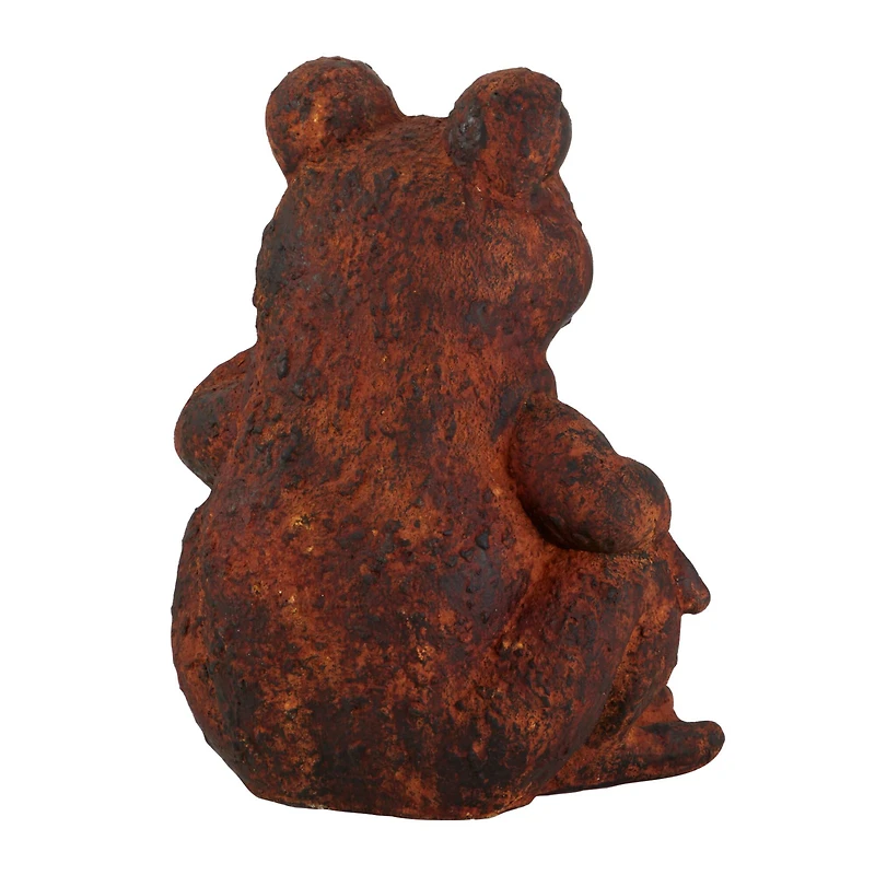 16" Rust Stone Frog Garden Sculpture