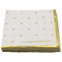 Gold & White Congratulations Hearts Beverage Napkins, 20ct. by Celebrate It™