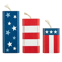 Glitzhome® Wooden Patriotic America Firecracker Table Décor Set