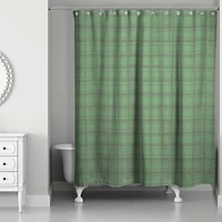 Green Plaid Pattern Shower Curtain