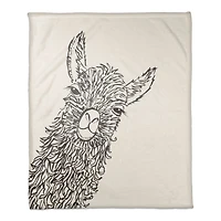 50" x 60" Sketch Llama Sweet Cheeks Coral Fleece Blanket
