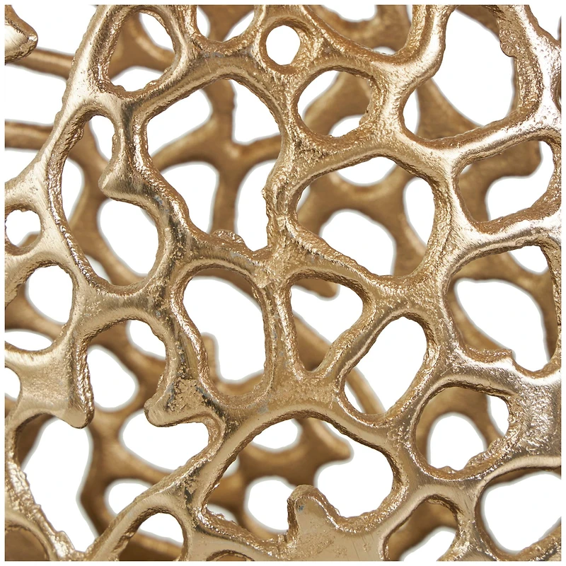 15" Gold Aluminum Vase with Freeform Open Lattice