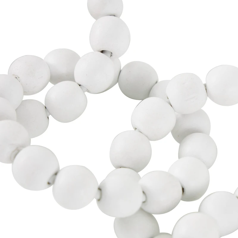 20" White Wood Chain Beaded 7 Link Sculpture