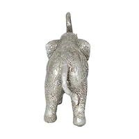 10" Silver Elephant Engraved Floral Sculpture