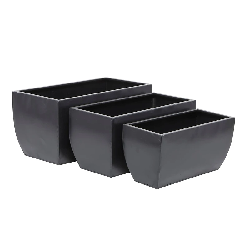 Black Modern Planter, Set of 3" 20", 18", 16"