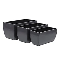 Black Modern Planter, Set of 3" 20", 18", 16"