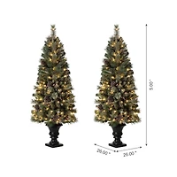 5ft. Pre-Lit Flocked Pine Artificial Christmas Tree, Warm White Lights, 2ct.