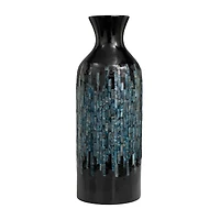 20" Black Capiz Shell Handmade Vase with Blue Ombre Design