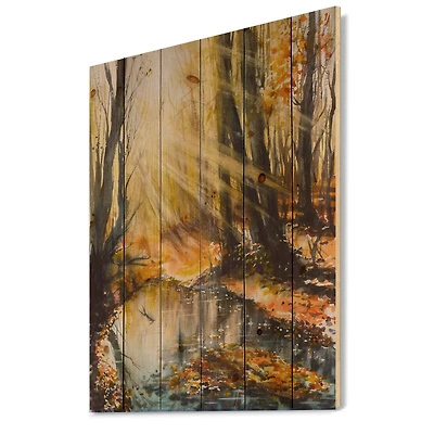 Designart - Bright Sunshine Through The Forest Trees III