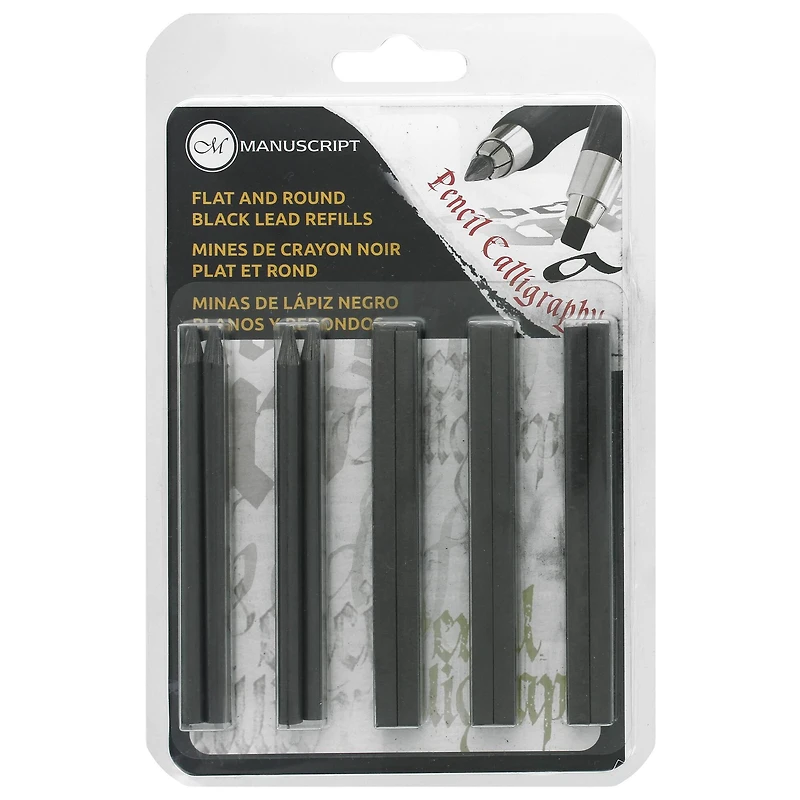 Manuscript Flat & Round Black Lead Refill Set