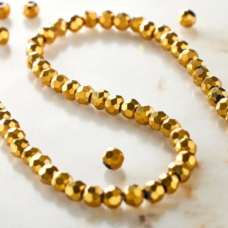 12 Pack: Gold Iris Glass Faceted Round Beads, 3mm by Bead Landing™