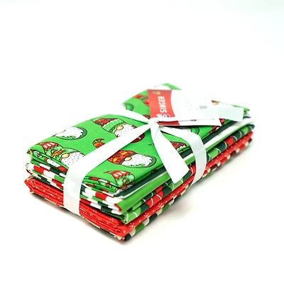 SINGER Christmas Gnome Holiday 5 Piece Fat Quarter Bundle
