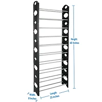 Simplify Black 30 Pair Stackable Shoe Rack