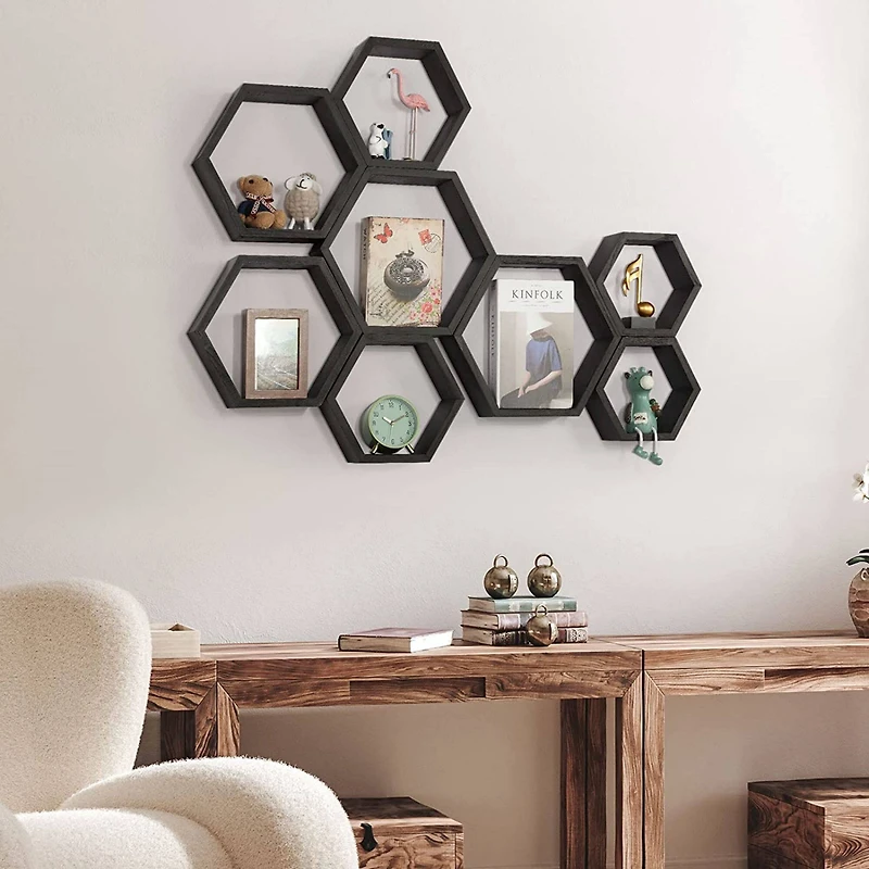 NEX™ Hexagon Honeycomb Floating Shelves Set