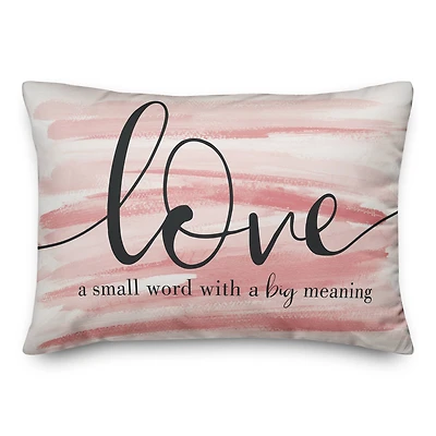 Love Has a Big Meaning Pink Indoor/Outdoor Lumbar Pillow