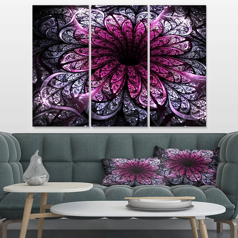 Designart - Dark Purple Fractal Flower Digital Art