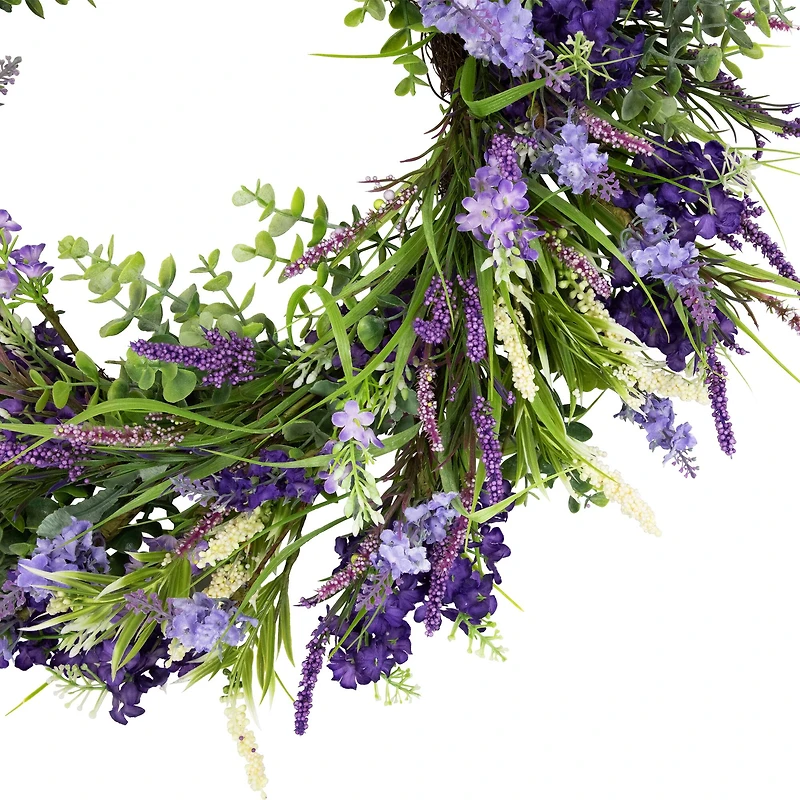 24" Purple & Green Orion Geranium Lavender Foliage Artificial Spring Wreath