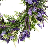 24" Purple & Green Orion Geranium Lavender Foliage Artificial Spring Wreath