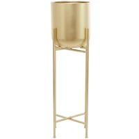 Gold Metal Modern Planter, 13" x 13" x 41"