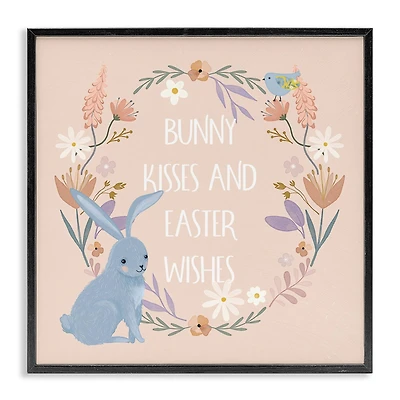 Stupell Industries Bunny Kisses Easter Wishes Framed Giclee Art