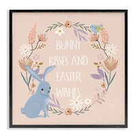 Stupell Industries Bunny Kisses Easter Wishes Framed Giclee Art