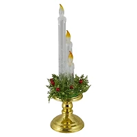 14.5" Lighted Water Candle on Gold Base with Berries