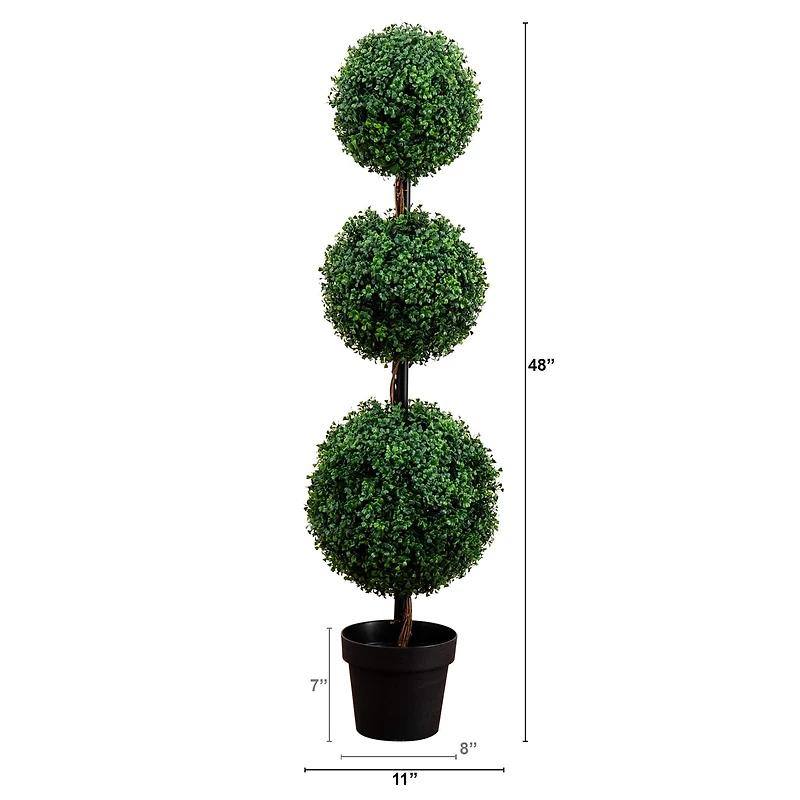 4ft. Potted Artificial Triple Ball Boxwood Topiary Tree