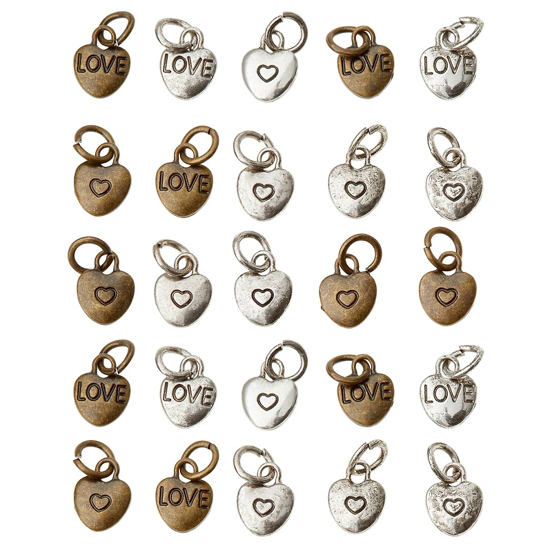 Metal Heart-Shaped Charm Set by Bead Landing™