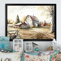 Designart 'Beautiful Barn In Spring II' Farmhouse / Country Framed Canvas Wall Art