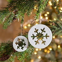 White Wood Snowflake Cut-Out Ornament (Set of 12)