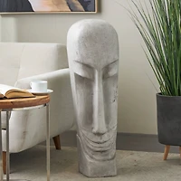 37" Gray Face Totem Sculpture