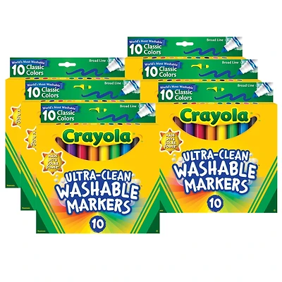 Crayola® Ultra-Clean Washable Broad Line Classic Colors Markers, 6 Packs of 10