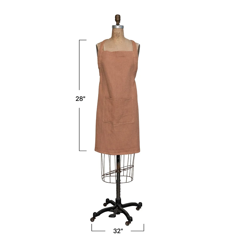 Hello Honey® Terra Cotta Woven Linen & Cotton Waffle Apron with Pocket