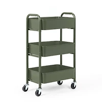 SunnyPoint Compact 3-Tier Metal Rolling Cart