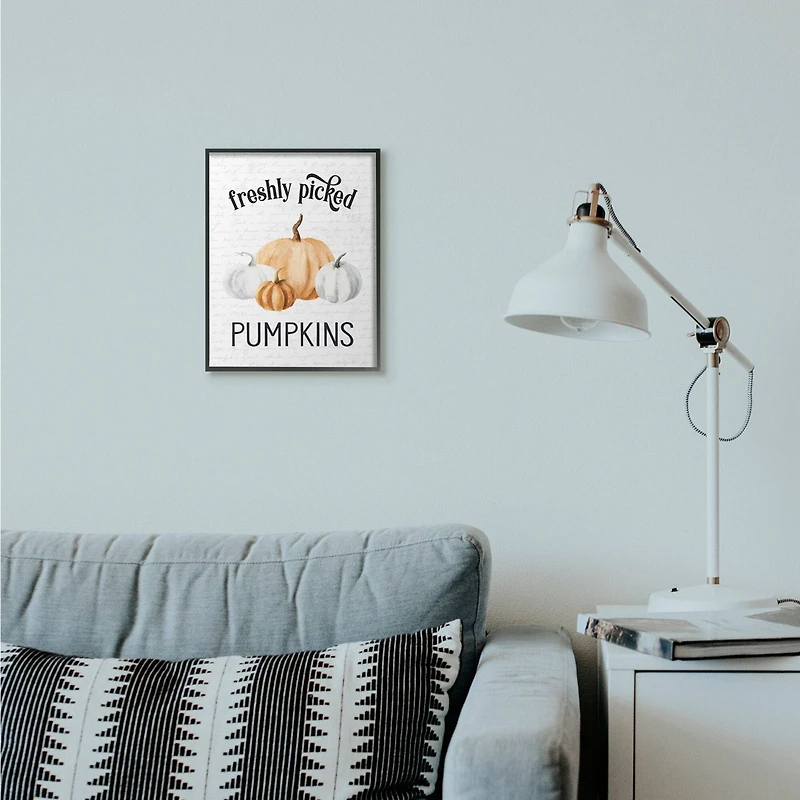 Stupell Industries Freshly Picked Pumpkins Print with Black Frame Wall Accent