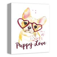 Heart Glasses Puppy Love 11" x 14" Canvas Wall Art