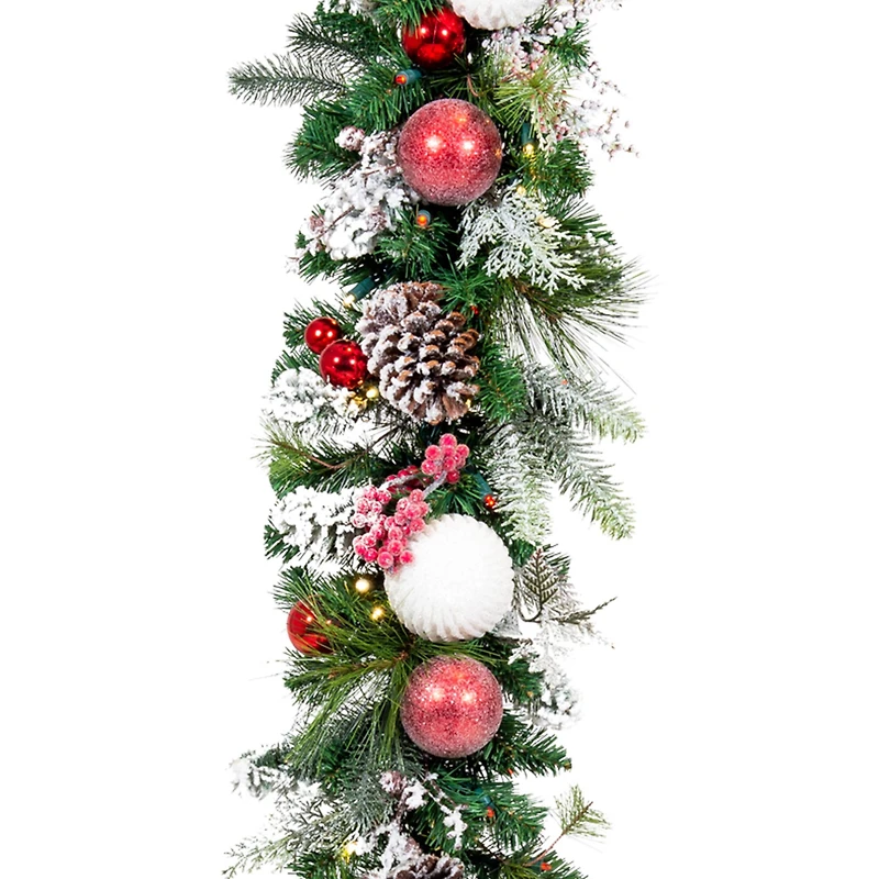 Village Lighting 9ft. Pre-Lit LED Frosted Wonderland Garland