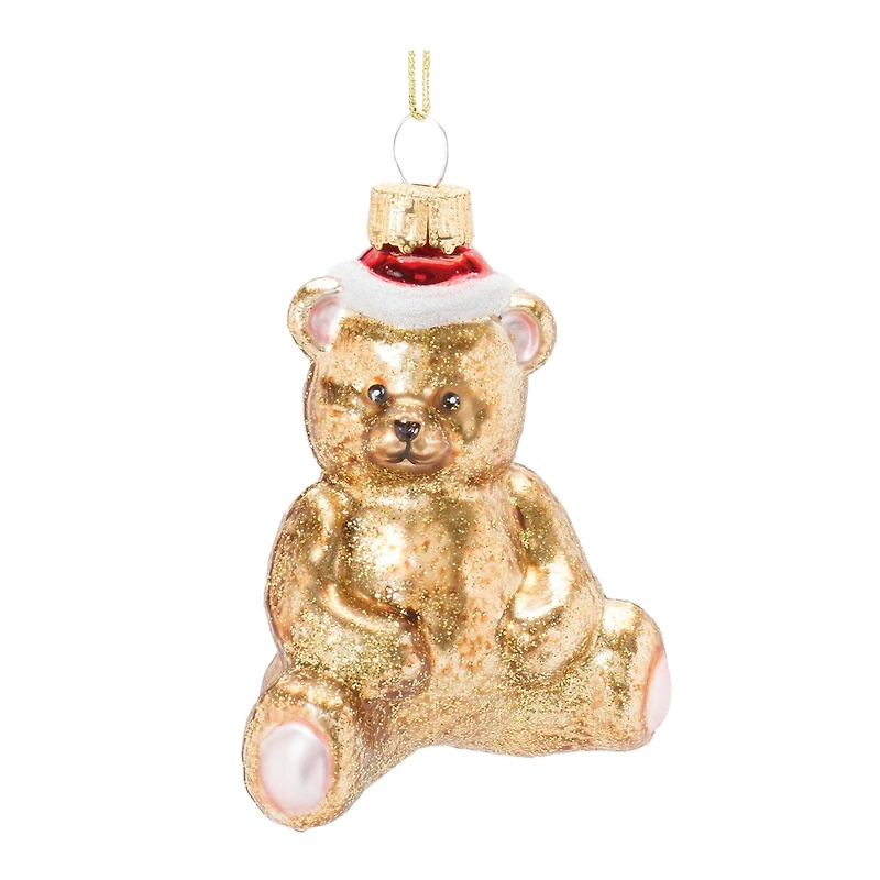 12ct. Gold Glass Teddy Bear Ornaments