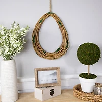 15.5" Unlit Natural Grapevine & Twig Oval Spring Wreath With Moss