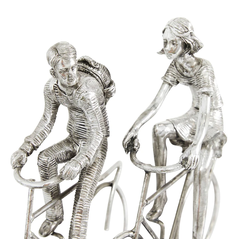 Silver Polystone Contemporary Bicycle Sculpture, 10" x 11" x 5"