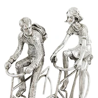 Silver Polystone Contemporary Bicycle Sculpture, 10" x 11" x 5"