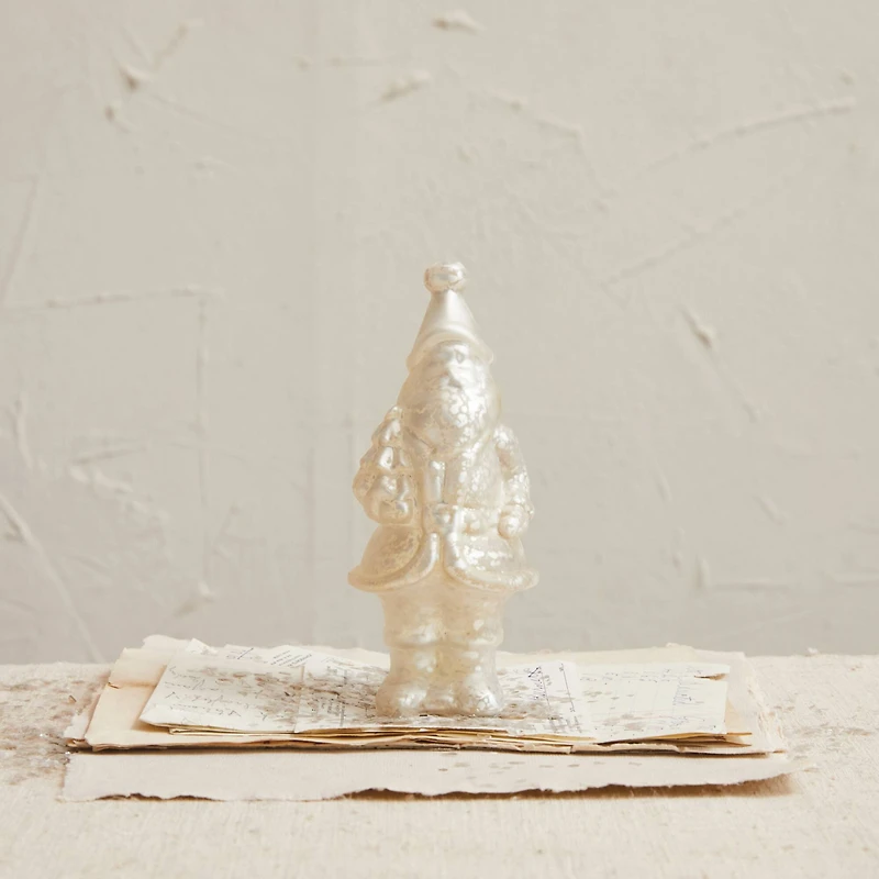 Hello Honey® 6.75" White Decorative Mercury Glass Santa