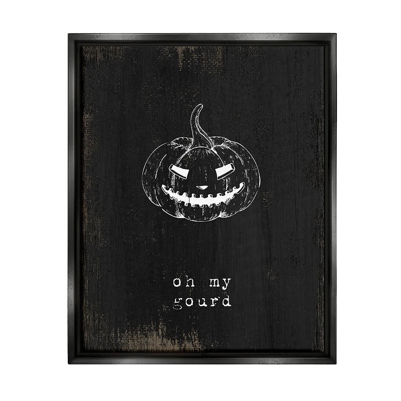 Stupell Industries Oh My Gourd Jack-o-Lantern Framed Floater Canvas Wall Art