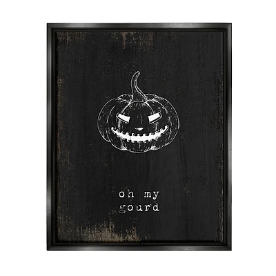 Stupell Industries Oh My Gourd Jack-o-Lantern Framed Floater Canvas Wall Art