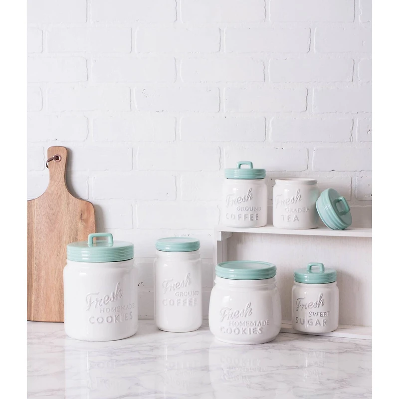 DII® 5.6" Aqua Ceramic Jar Canister Set, 3ct.