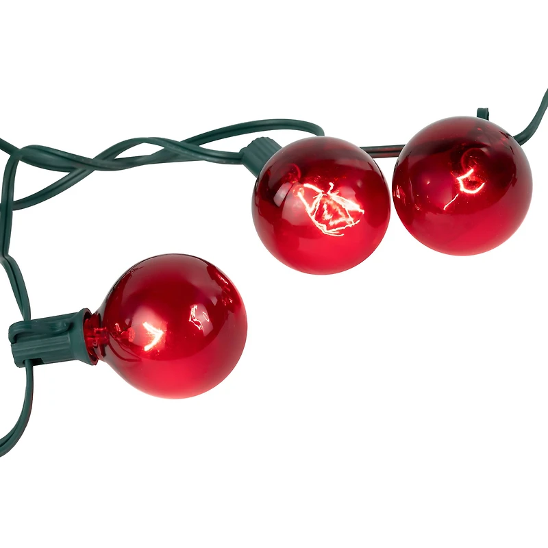 10-Count Red G50 Globe Christmas Patio Lights- 9ft  Green Wire