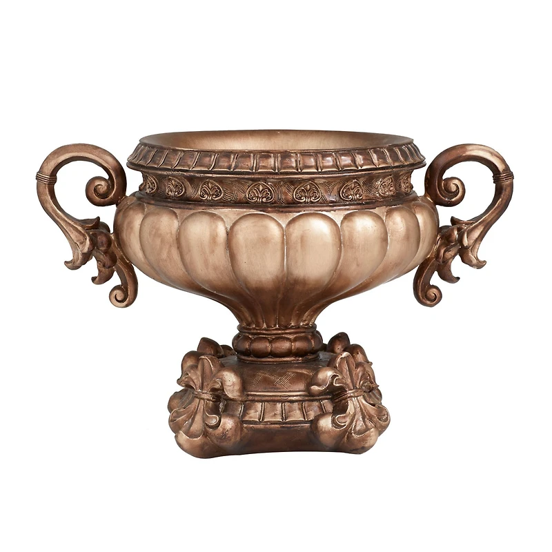 Bronze Polystone Traditional Decorative Bowl, 11" x 17" x 11"