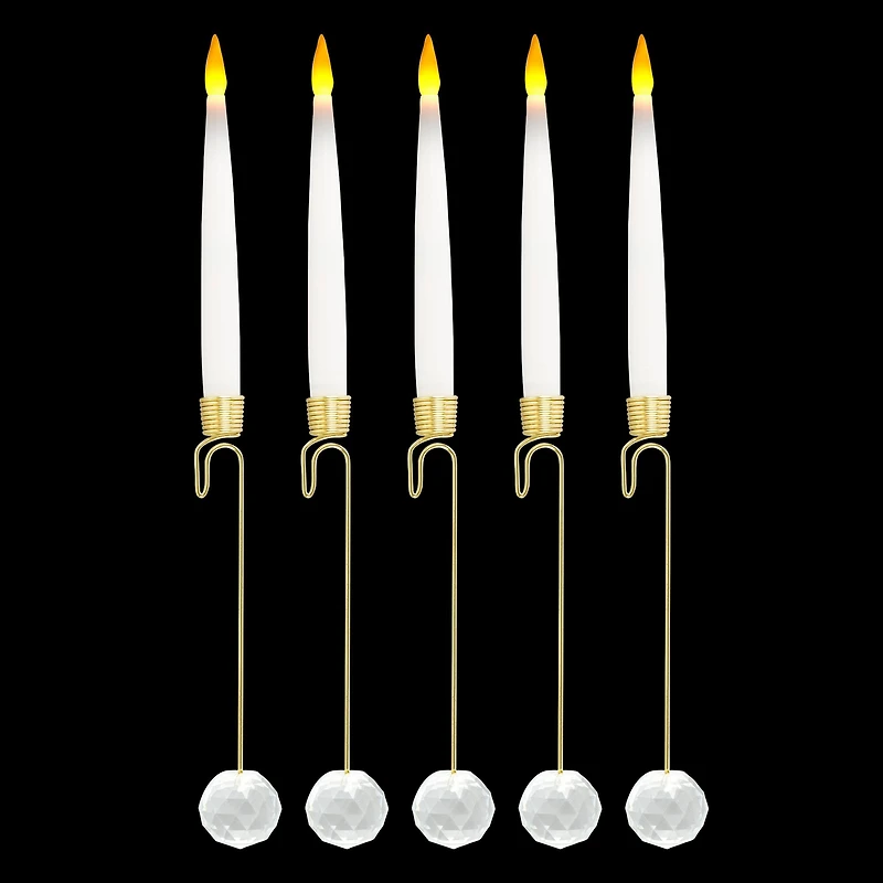 5ct. Warm White LED Crystal Drop Lighted Flickering Candles with Remote by Ashland®