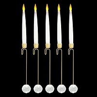 5ct. Warm White LED Crystal Drop Lighted Flickering Candles with Remote by Ashland®